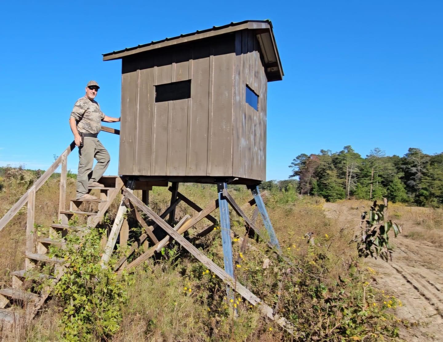 Elevated box blind overlooking a food plot